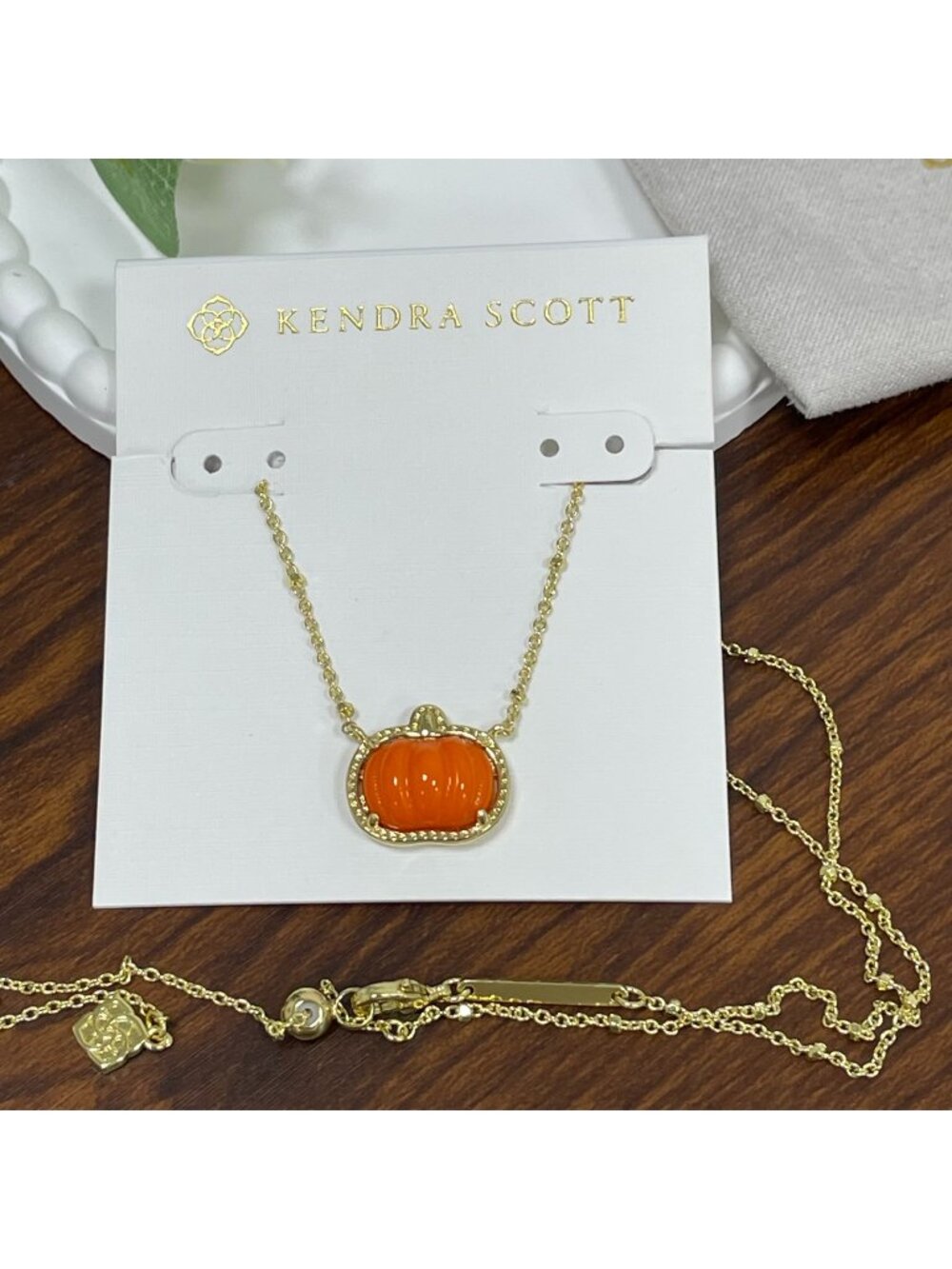 Kendra Scott Orange Pumpkin Necklace